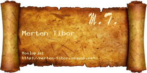 Merten Tibor névjegykártya